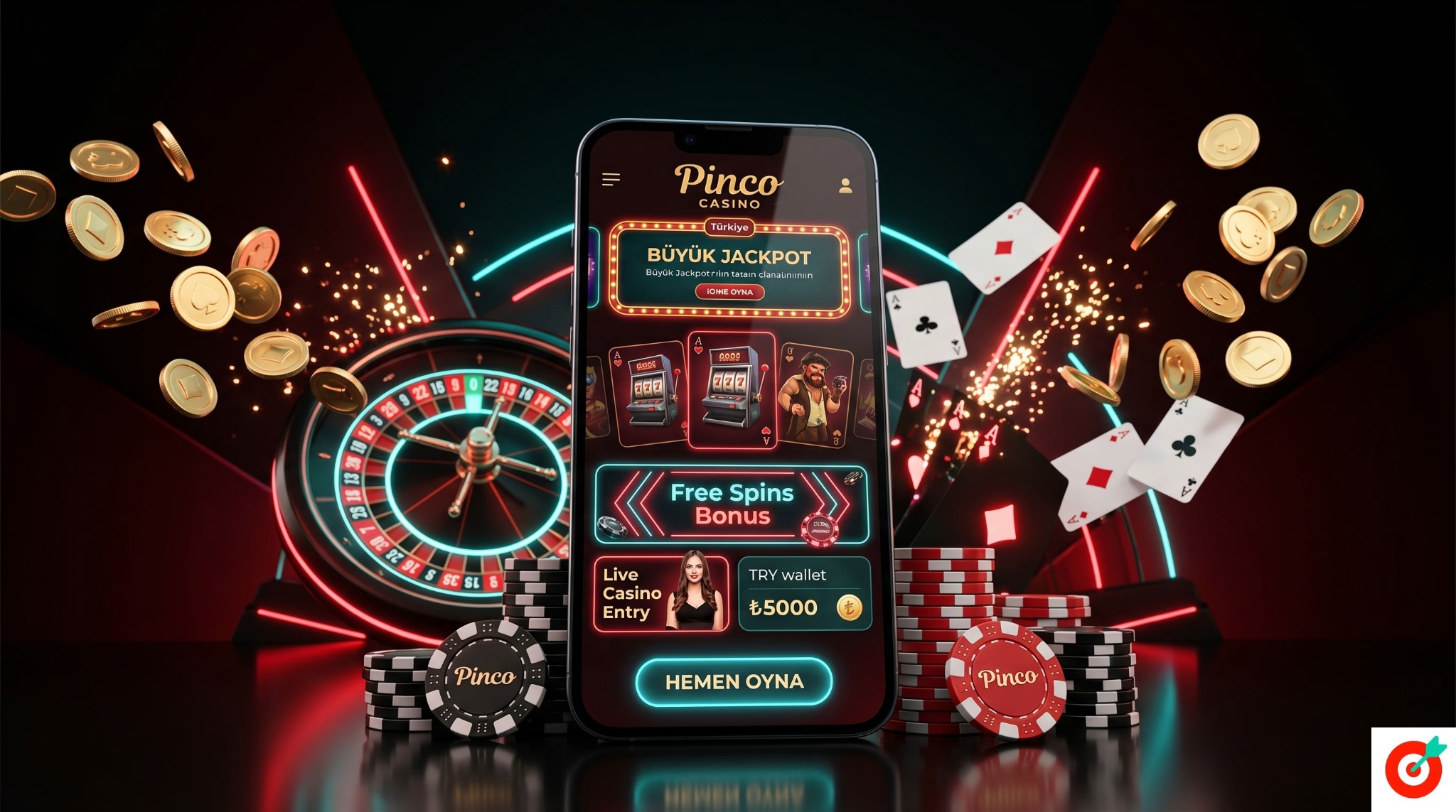 Pinco Casino ana sayfasında oyun kategorileri ve giriş ekranı
